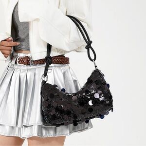 Elegant Black Sequin Shoulder Bag